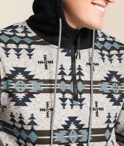 Departwest Southwestern Quarter Zip Hooded Sweatshirt Ombre Blue Clearance