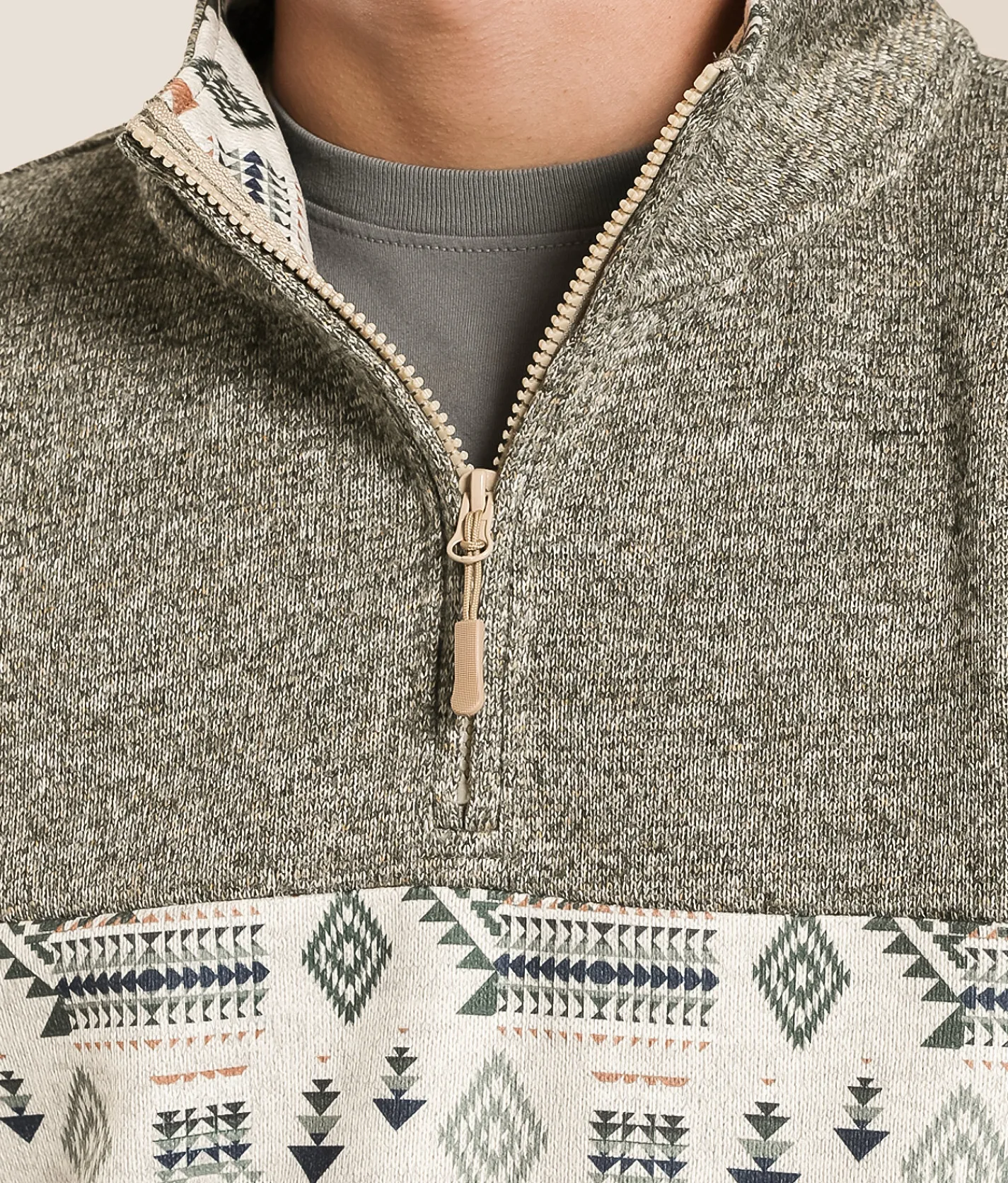 Departwest Southwestern Quarter Zip Pullover Summer Sand New