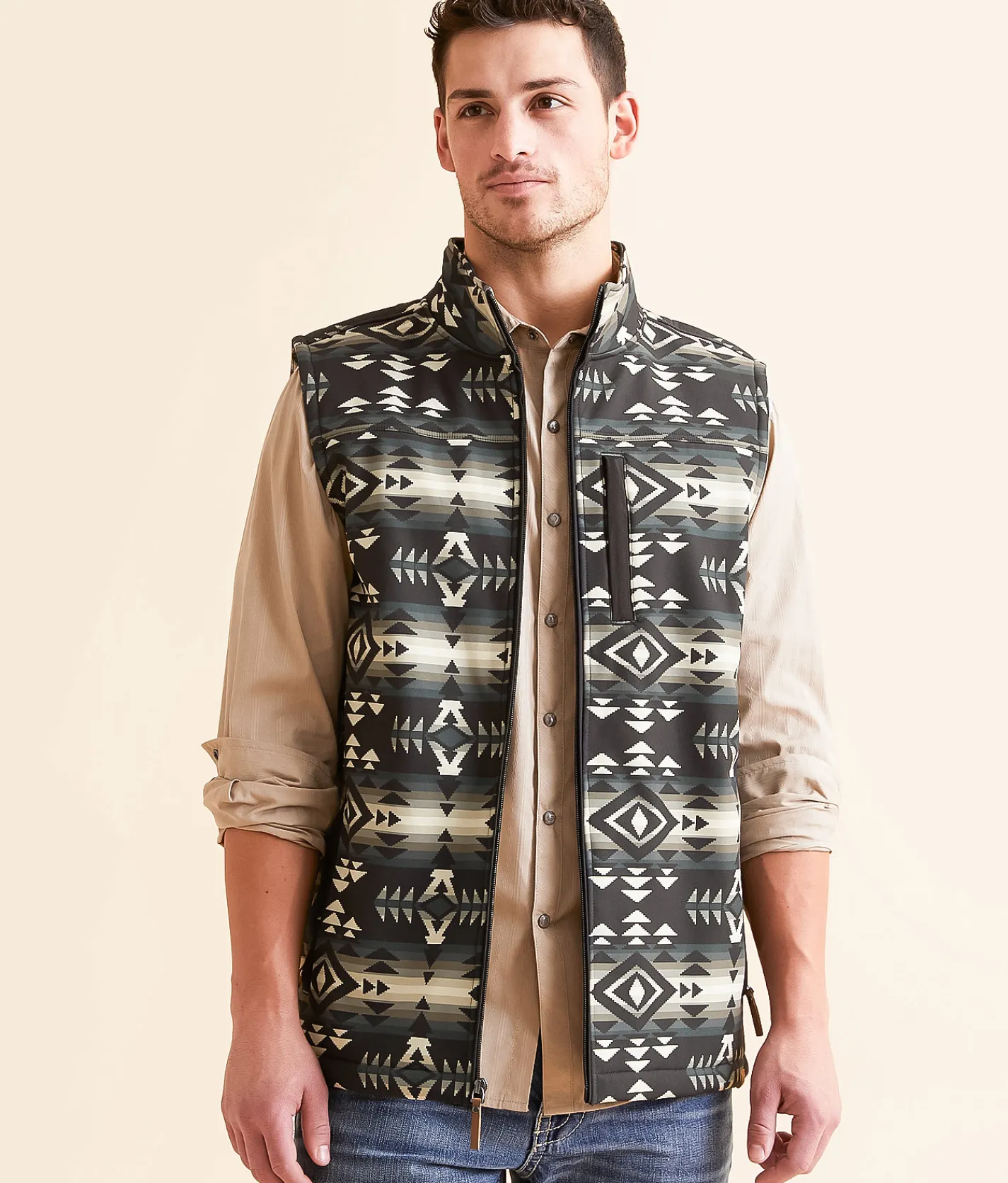 Gentry County Southwestern Softshell Vest Black Clearance