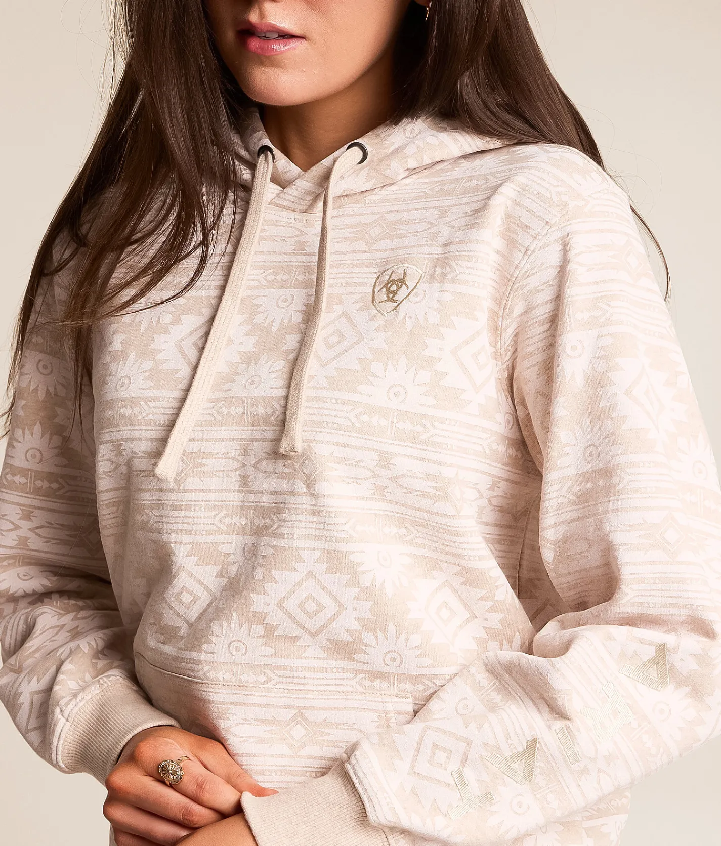 Tops | Ariat Southwest Hooded Sweatshirt Khaki Heather