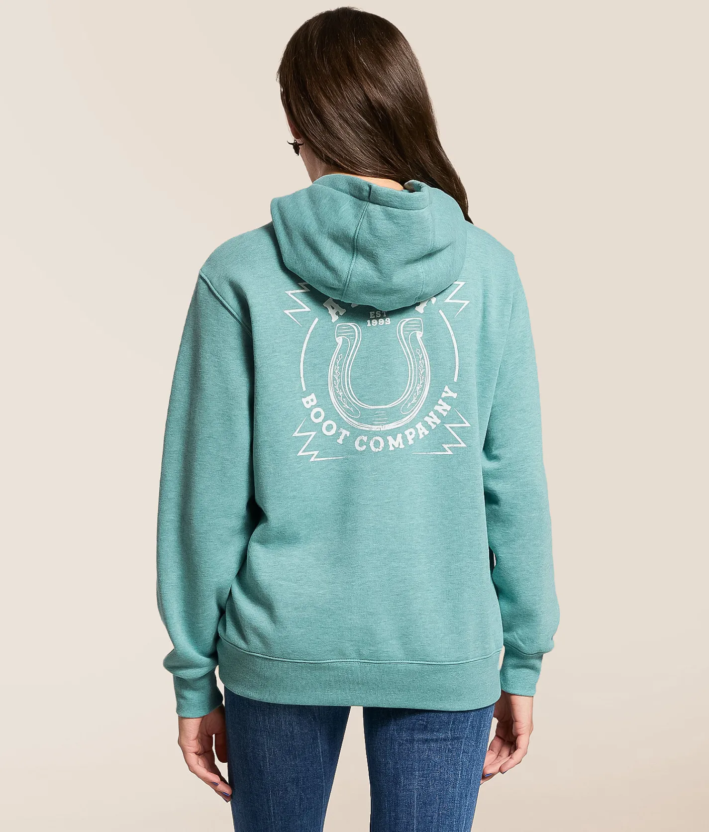 Ariat Southwest Horseshoe Hooded Sweatshirt Teal Heather New