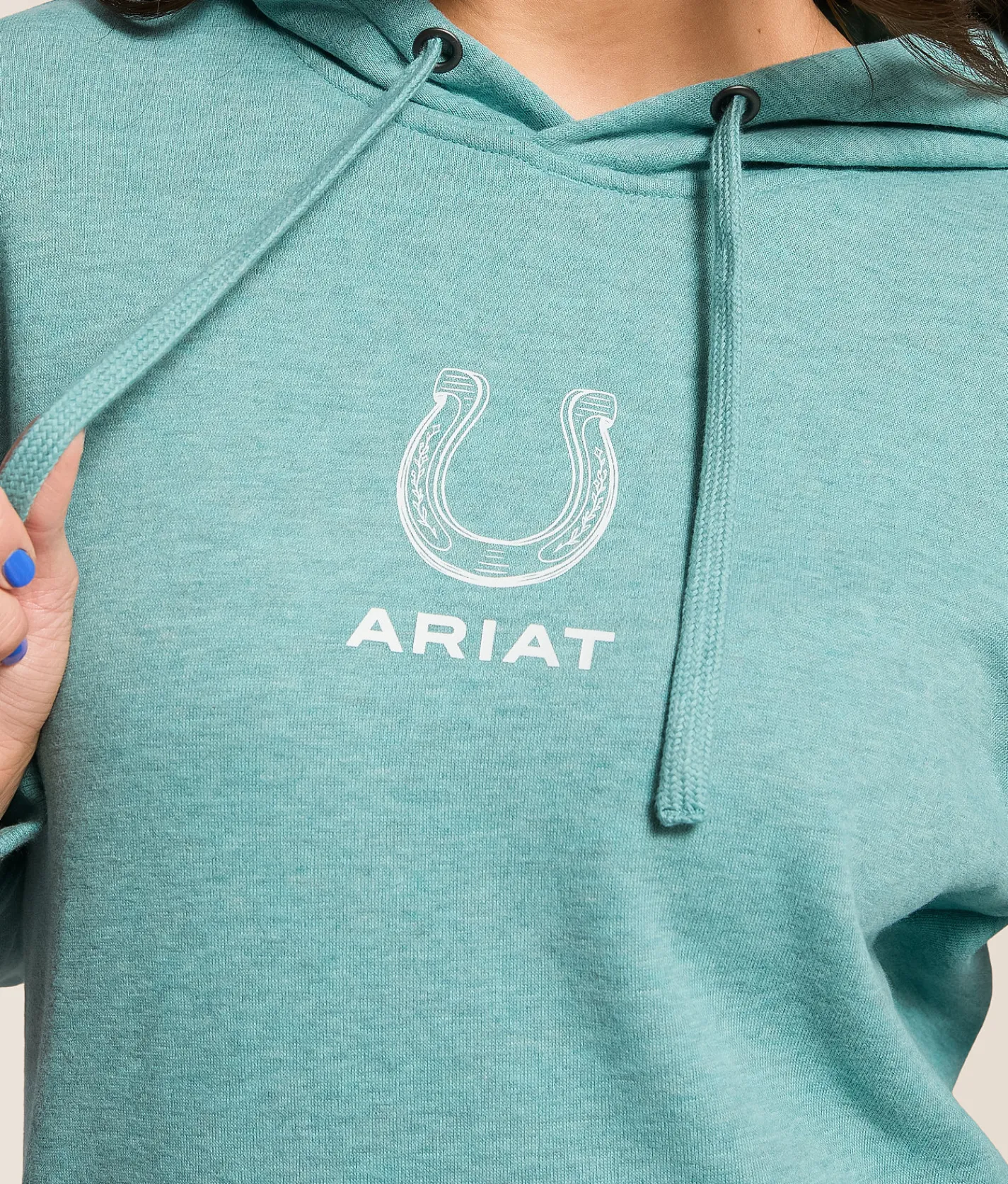 Ariat Southwest Horseshoe Hooded Sweatshirt Teal Heather New