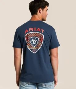 Ariat Southwest Rattler T-Shirt Blue Dusk New