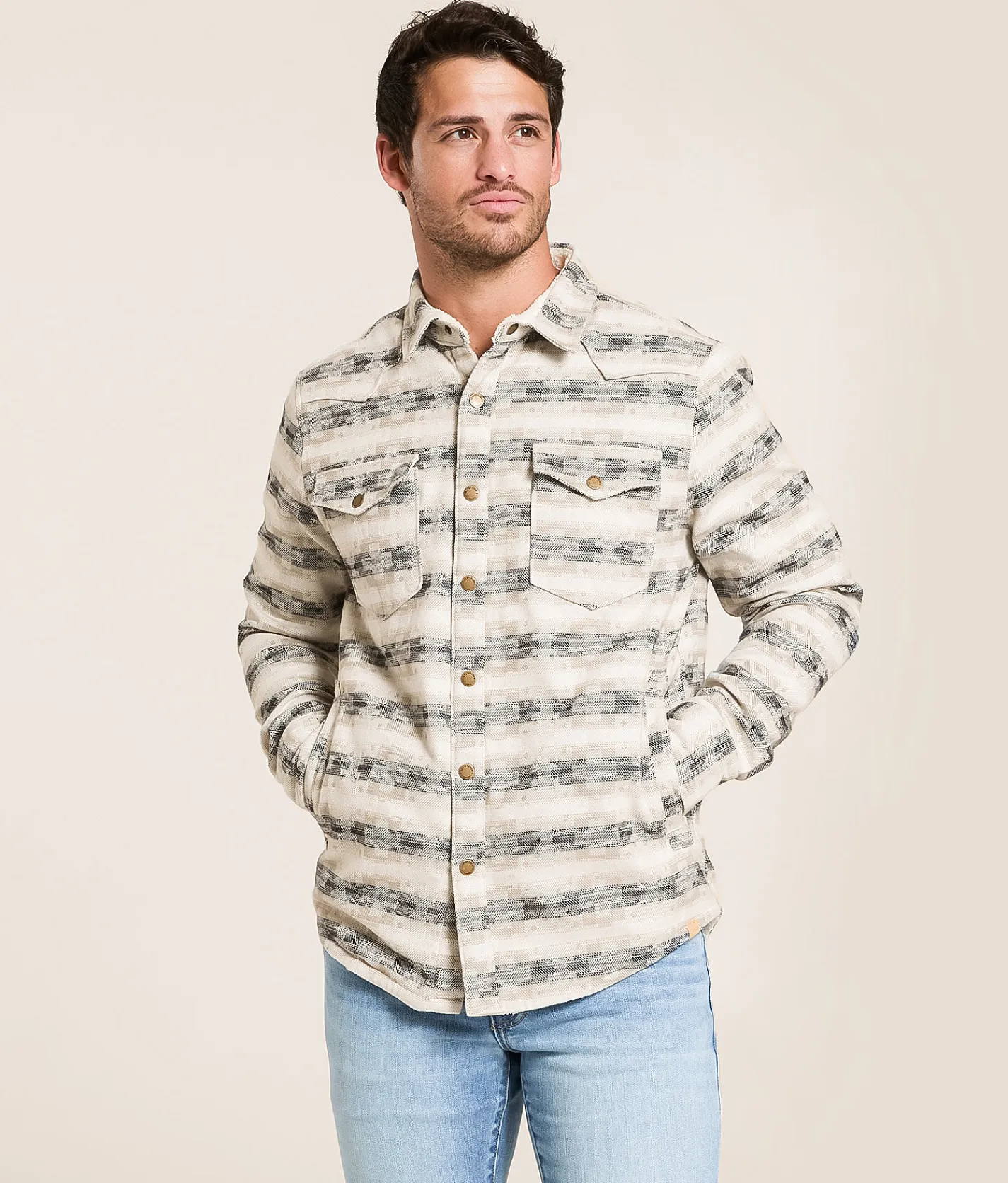 Gentry County Southwest Sherpa Shacket Cream Tan Discount