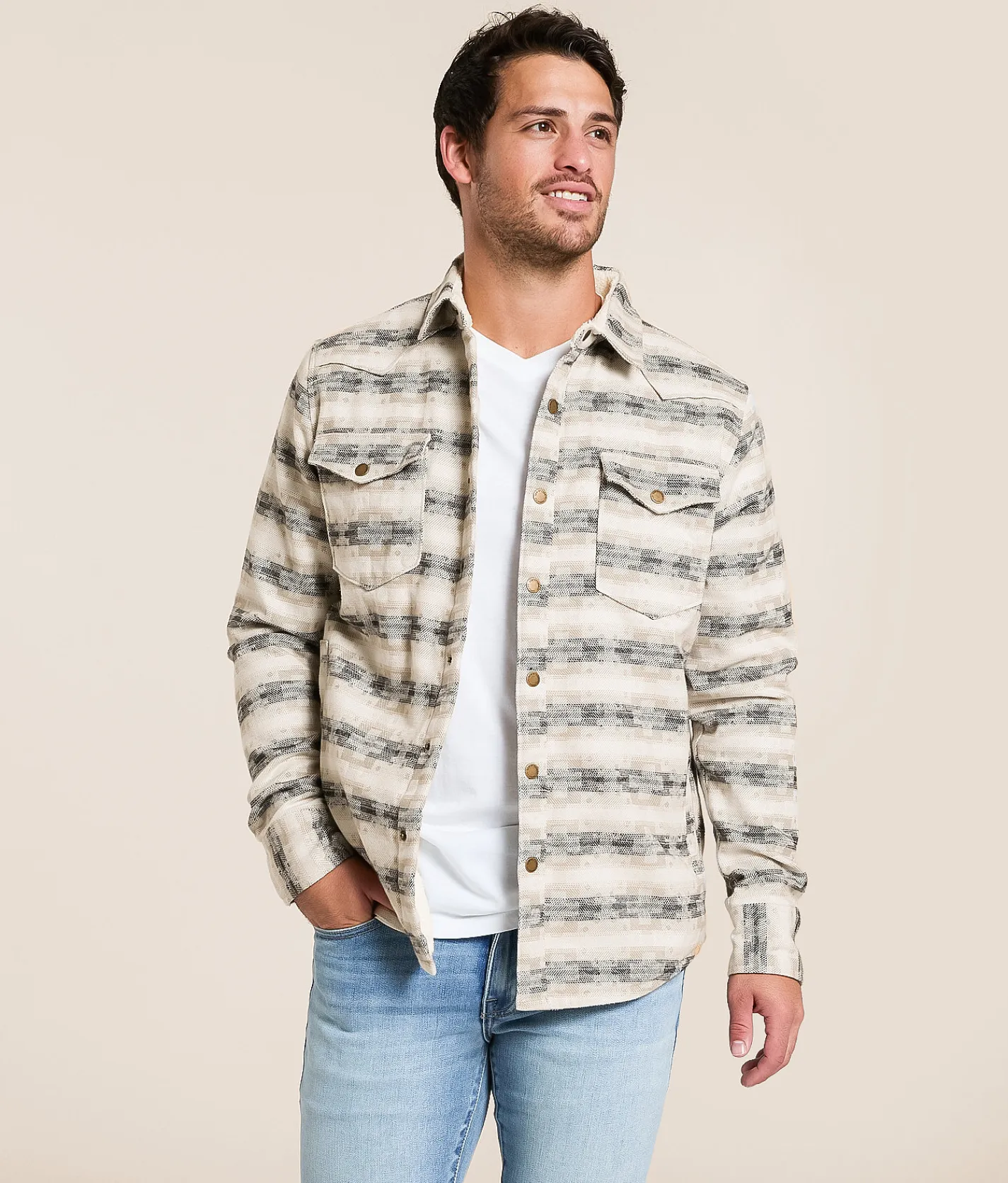 Gentry County Southwest Sherpa Shacket Cream Tan Discount