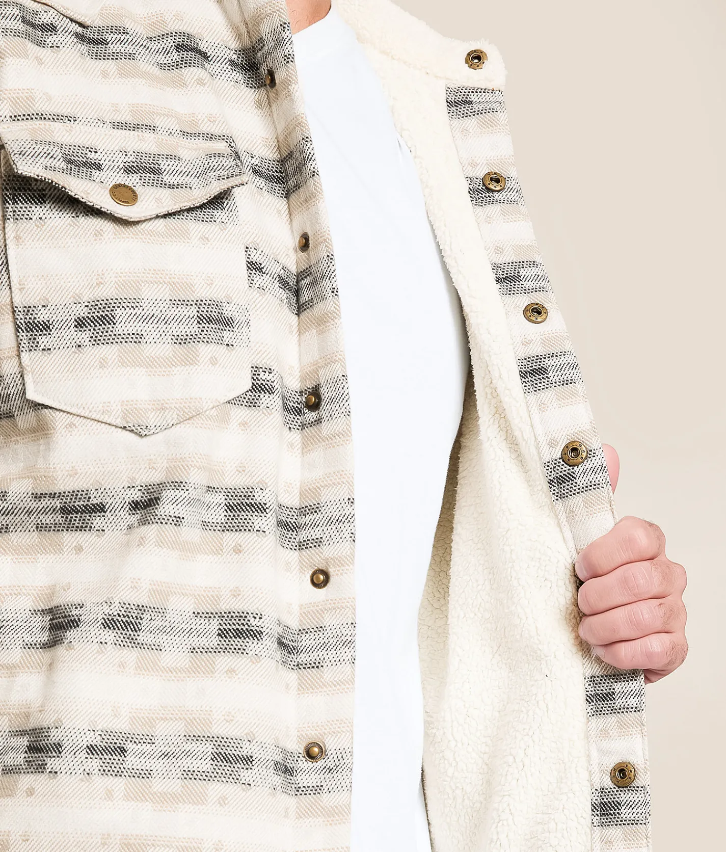 Gentry County Southwest Sherpa Shacket Cream Tan Discount