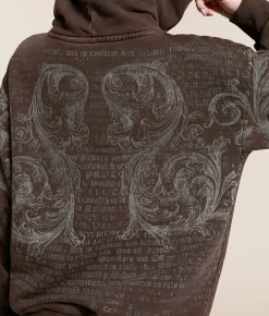 Tops | Affliction Sparrow Hooded Sweatshirt Dk Brown Lava Wash