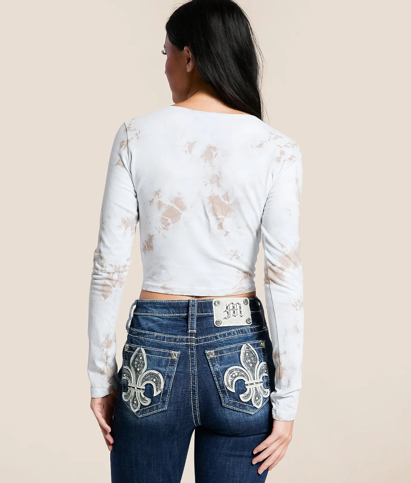 Tops | Affliction Speed Trials Cropped T-Shirt White Lt Grey Crystal Wa