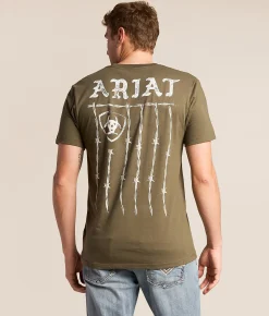 Ariat Spiked Flag T-Shirt Army Green Best
