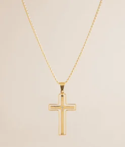 BKE Spinner Cross 24" Necklace Gold
