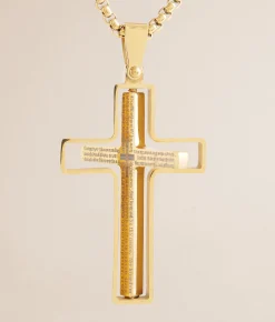 BKE Spinner Cross 24" Necklace Gold