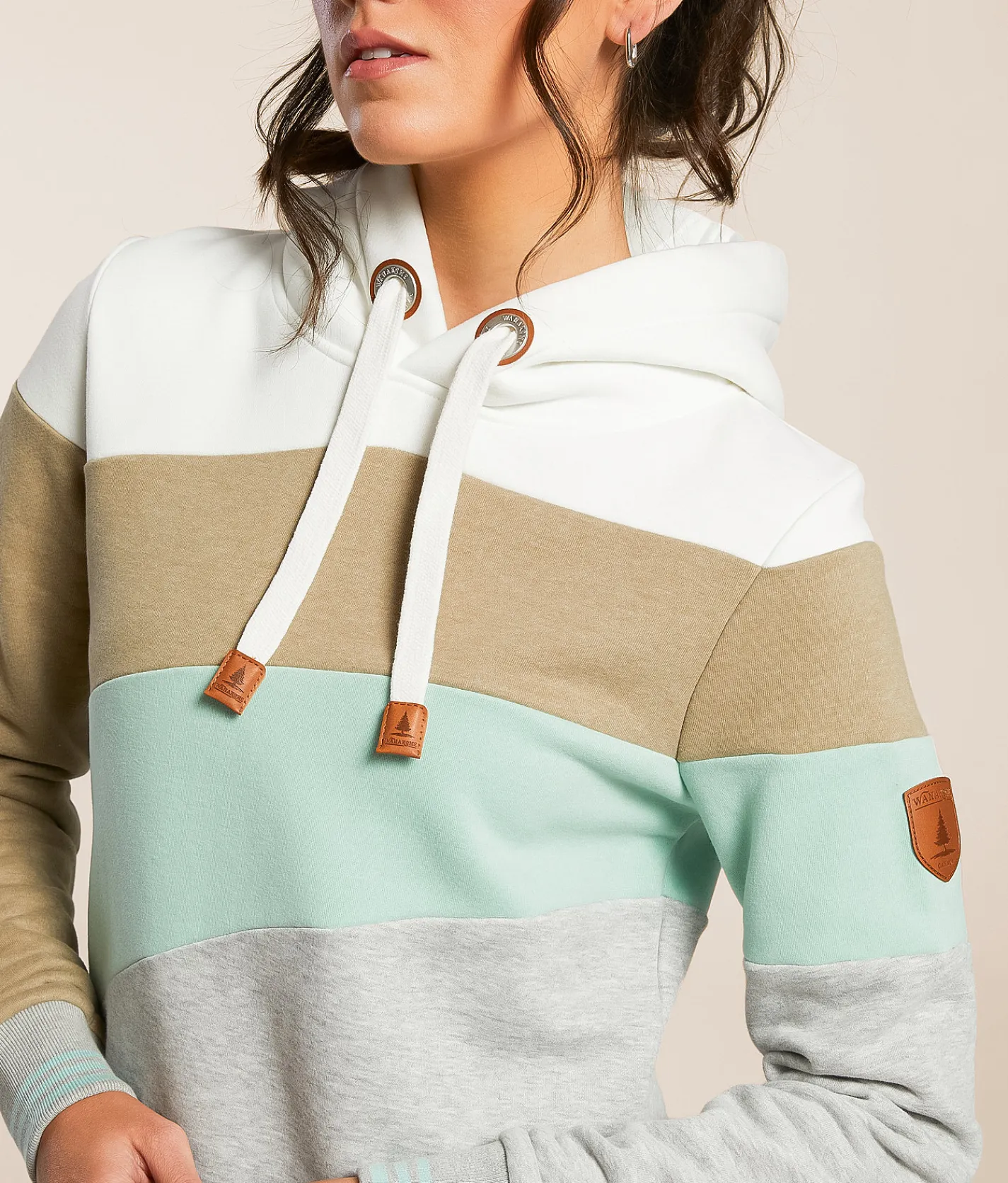 Tops | Wanakome Spira Color Block Hooded Sweatshirt Spearmint Mix