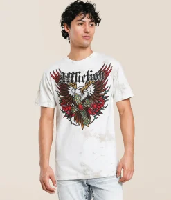 Affliction Spirit & Pride T-Shirt Tan White Crystal Wash Hot