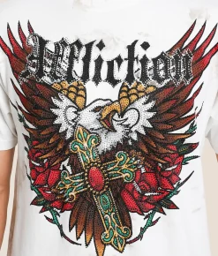 Affliction Spirit & Pride T-Shirt Tan White Crystal Wash Hot