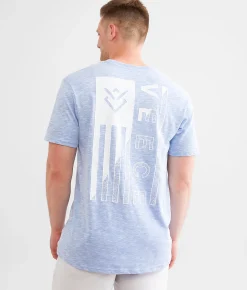 Veece Split Banner T-Shirt Olympic Blue New