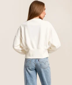 Tops | FITZ + EDDI Split Hem Cropped Pullover Star White