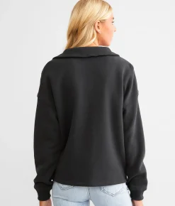 Tops | White Crow Split Neck Pullover Black
