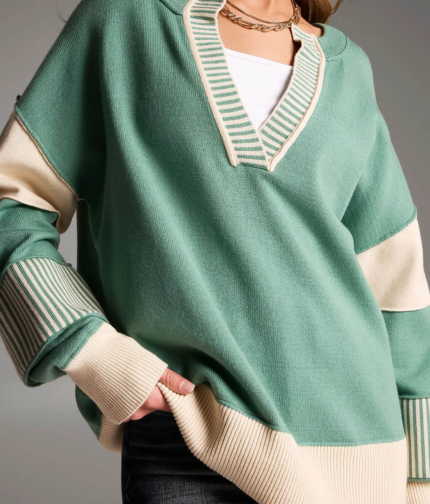 Tops | BKE Split Neck Sweater Green