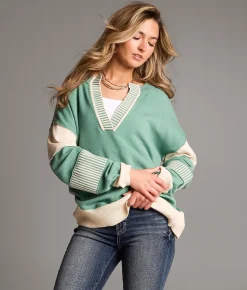 Tops | BKE Split Neck Sweater Green