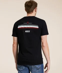 Veece Split Stripe T-Shirt Black Sale
