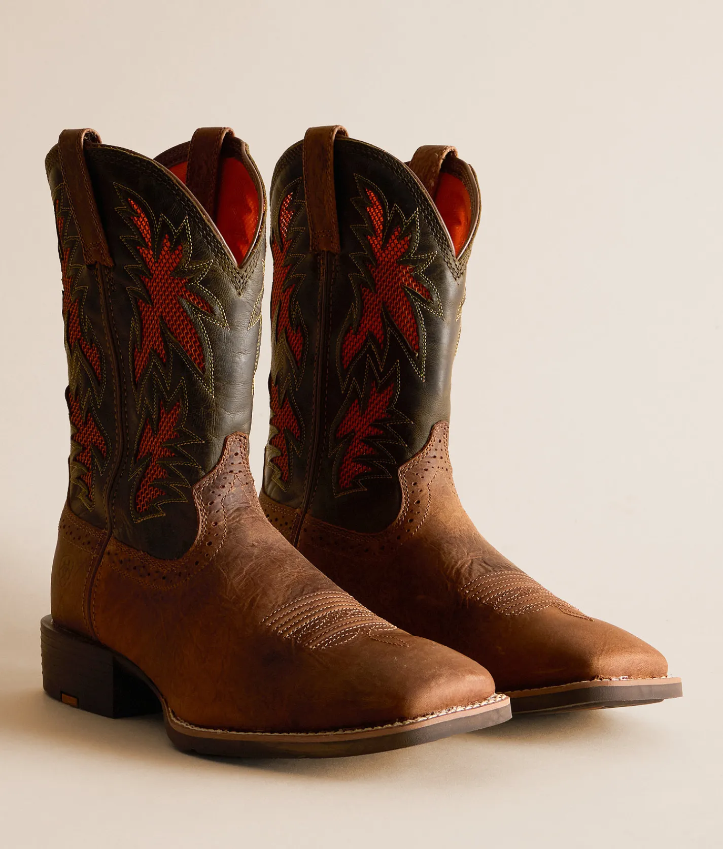 Ariat Sport Cool VentTEK Leather Cowboy Boot Buff Tan Dusty Olive Clearance
