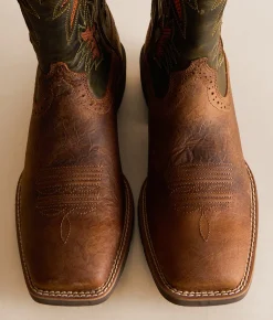 Ariat Sport Cool VentTEK Leather Cowboy Boot Buff Tan Dusty Olive Clearance