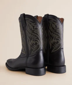 Ariat Sport Herdsman Leather Cowboy Boot Black Deertan Clearance