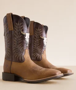 Shoes | Ariat Sport Steer Skull Leather Cowboy Boot Sandstorm Bitter Chocolat