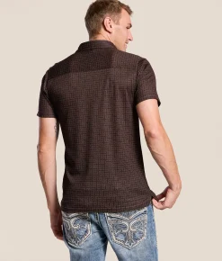 Tops | Gentry County Squared Performance Polo Black Maroon