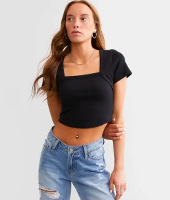 Freshwear Square Neck Cropped Top Cobalt Clearance