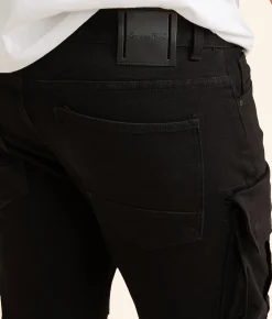 Bottoms|Jeans | Smoke Rise® Stacked Cargo Flare Stretch Jean Black