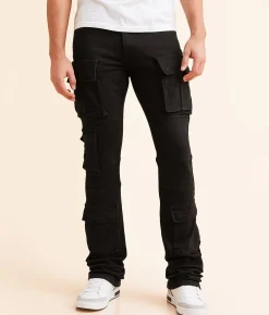 Bottoms|Jeans | Smoke Rise® Stacked Cargo Flare Stretch Jean Black