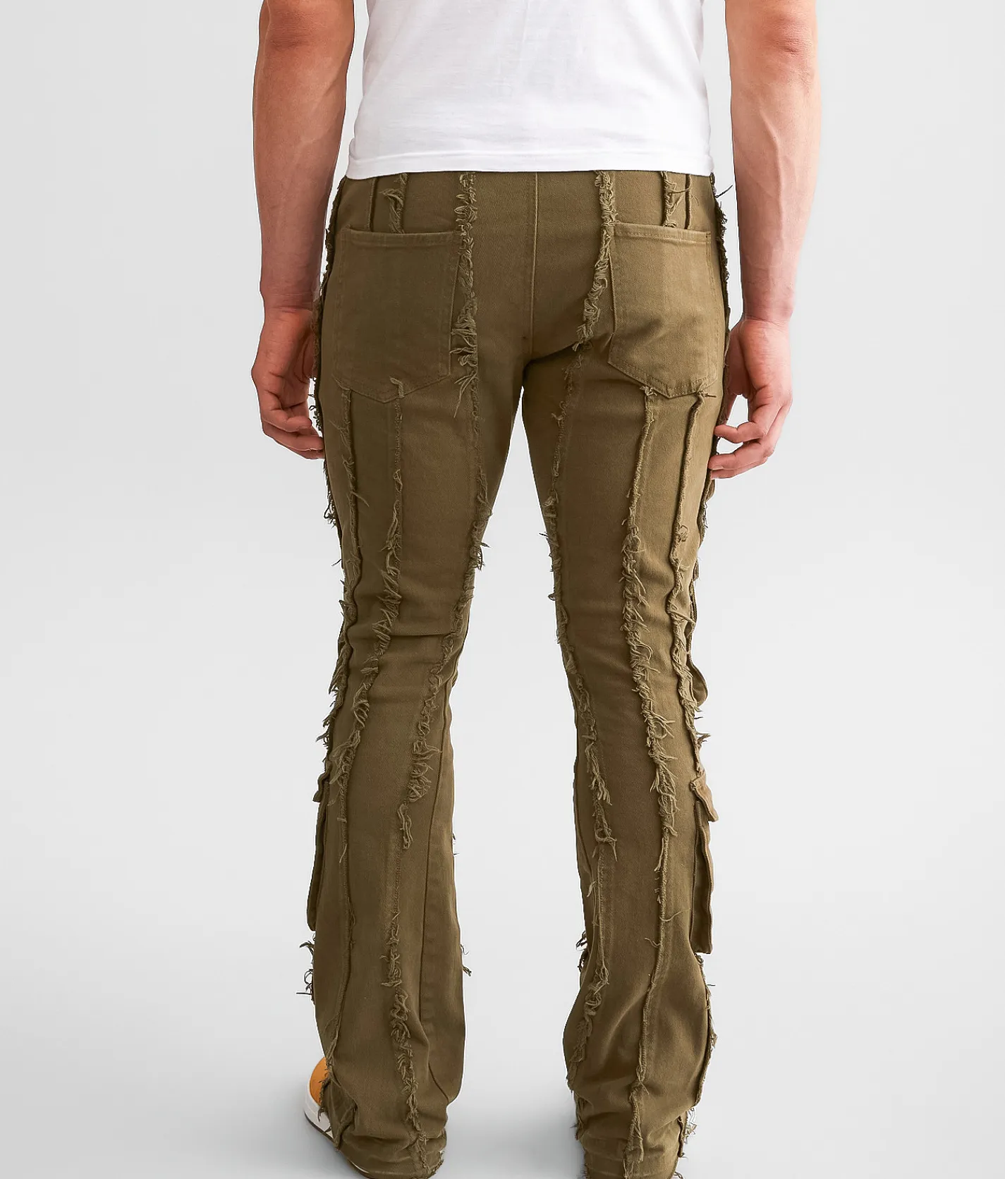 First Row® Stacked Cargo Stretch Jean Olive Hot