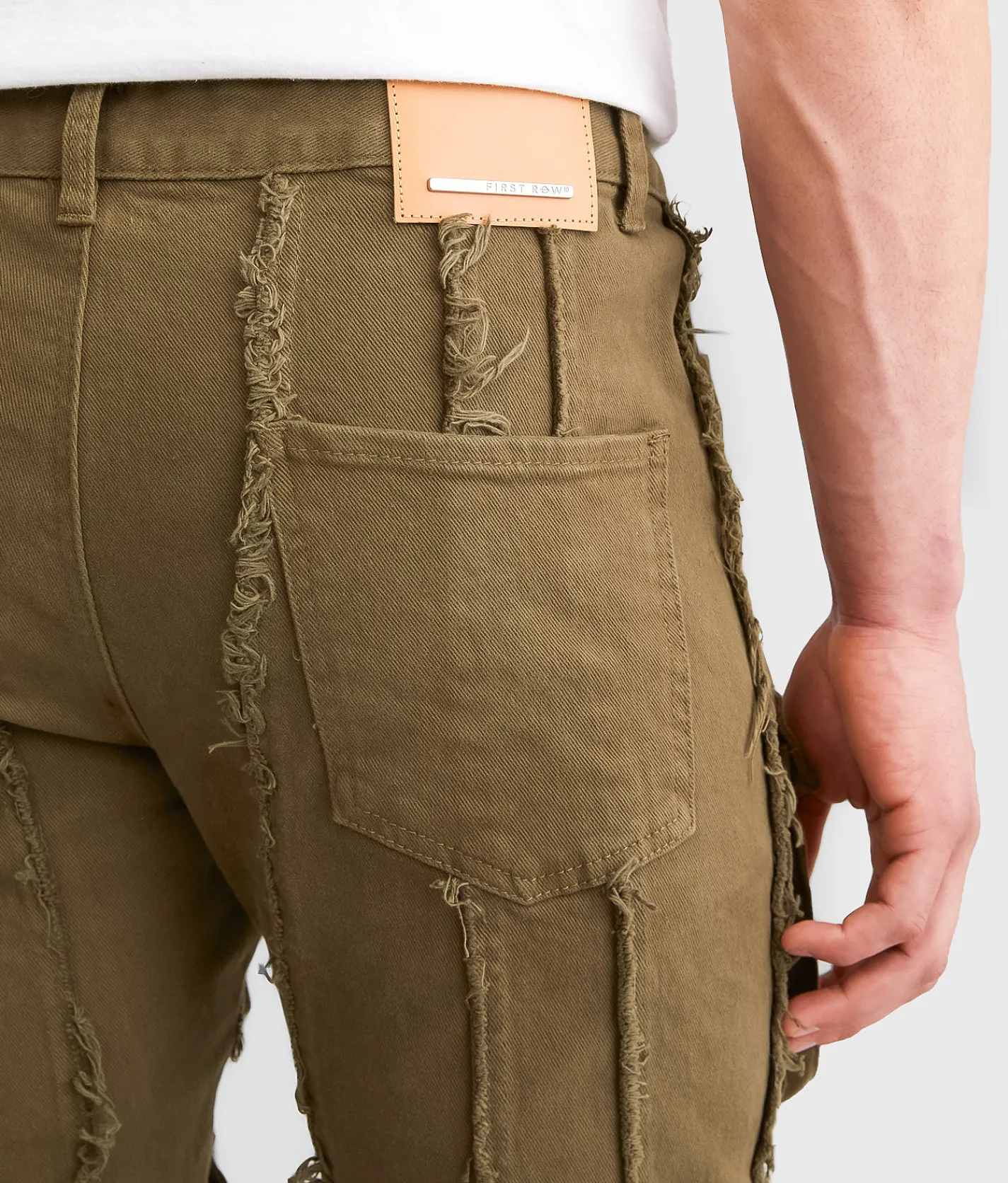 First Row® Stacked Cargo Stretch Jean Olive Hot