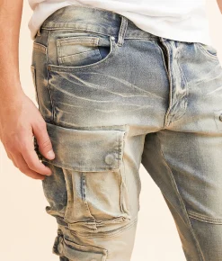 Smoke Rise® Stacked Flare Stretch Jean Ombre Blue Hot