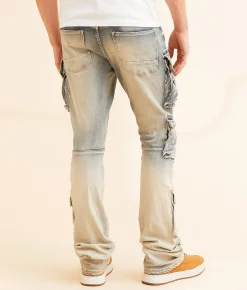 Smoke Rise® Stacked Flare Stretch Jean Ombre Blue Hot