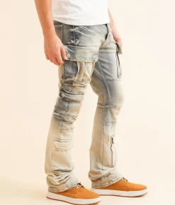 Smoke Rise® Stacked Flare Stretch Jean Ombre Blue Hot