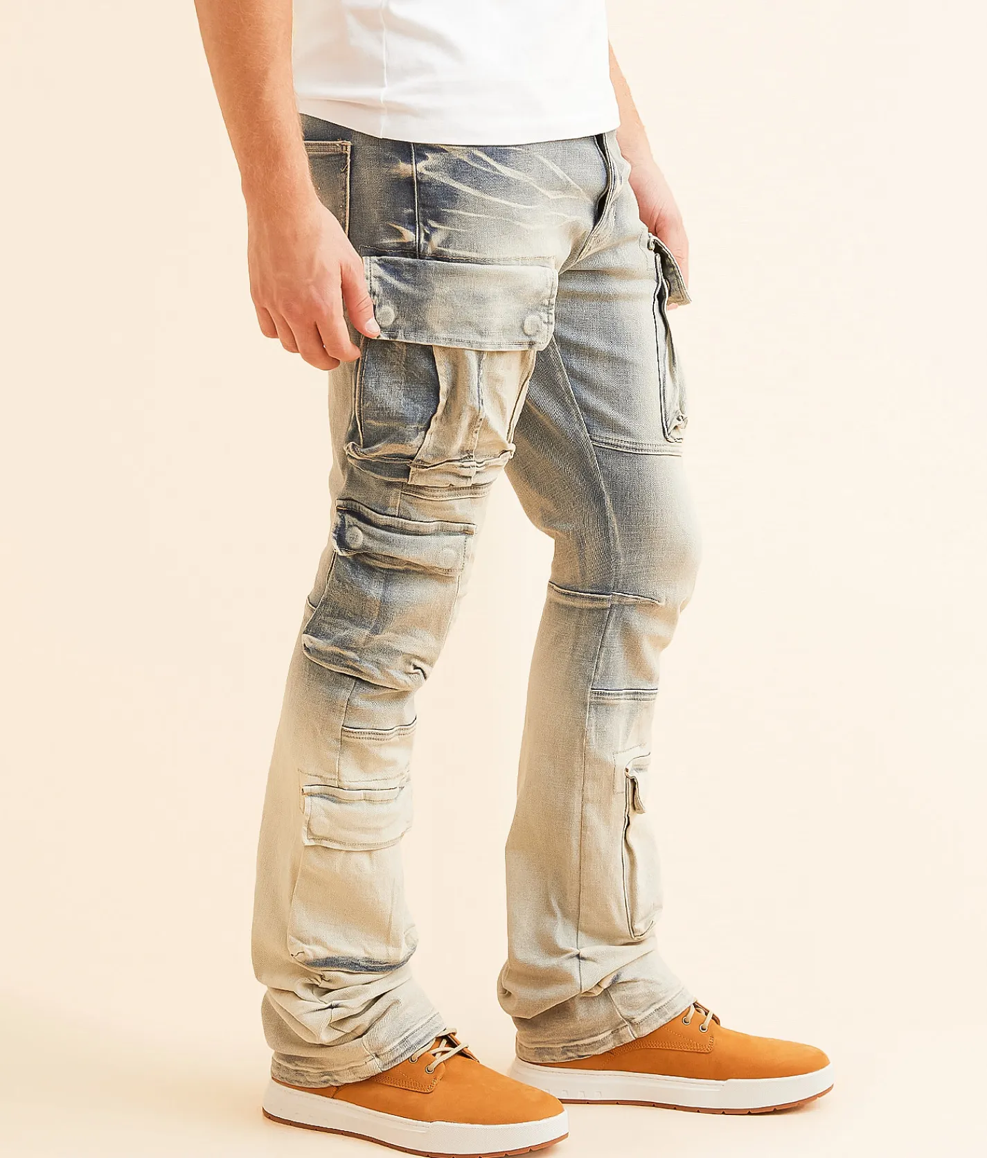 Smoke Rise® Stacked Flare Stretch Jean Ombre Blue Hot