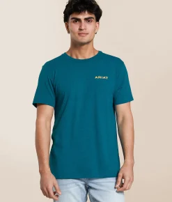 Ariat Stacked Mesa Window T-Shirt Cyan Black Heather Hot