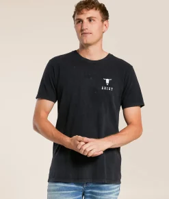 Ariat Stacked Skull T-Shirt Black Mineral Wash New