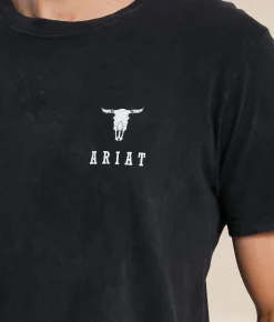 Ariat Stacked Skull T-Shirt Black Mineral Wash New