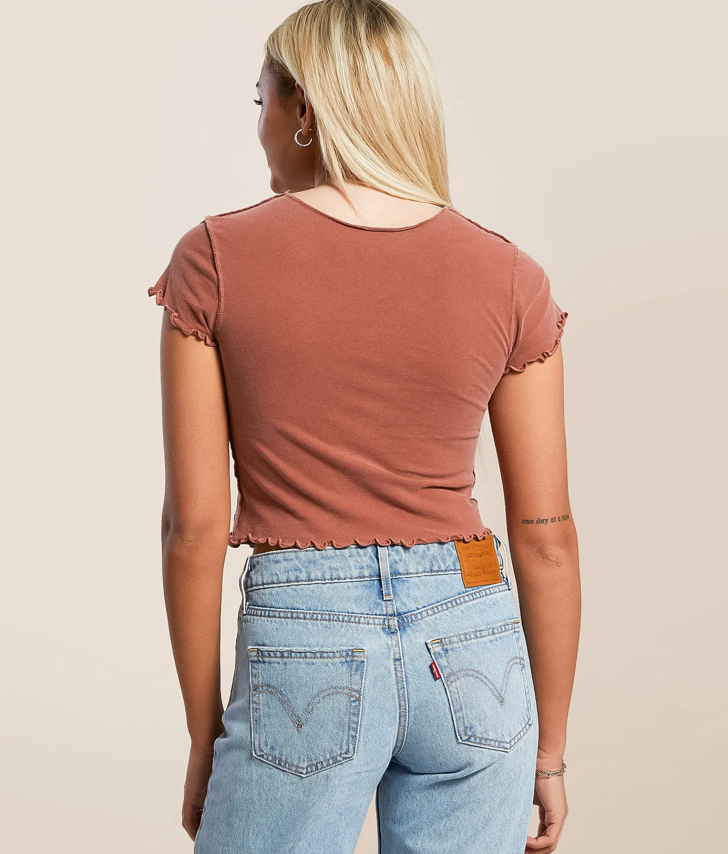 Tops | Affliction Stainglass Baby Cropped T-Shirt Picante Pigment Dye