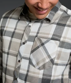 Tops | Outpost Makers Standard Flannel Shirt White Tan