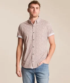 Tops | J.B. Holt Standard Floral Print Stretch Shirt Grey Coral
