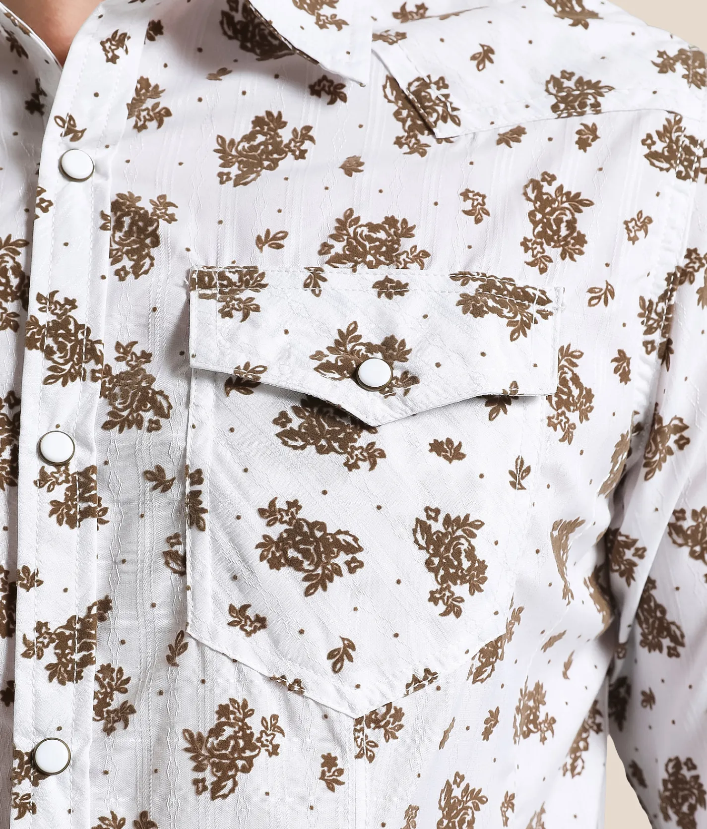 Gentry County Standard Floral Shirt White Brown New