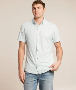 Tops | J.B. Holt Standard Performance Knit Shirt White Turqoise