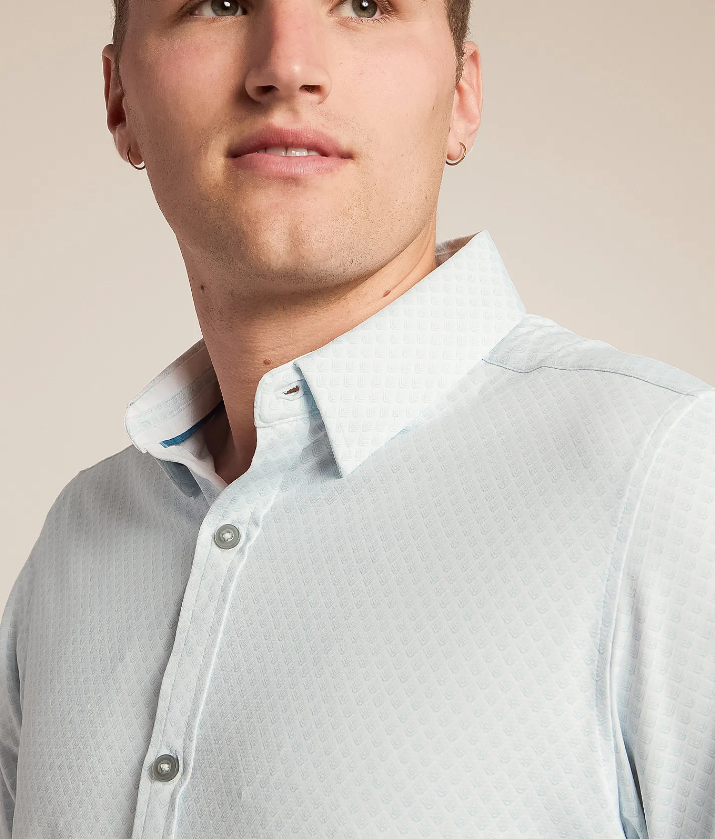 Tops | J.B. Holt Standard Performance Knit Shirt White Turqoise
