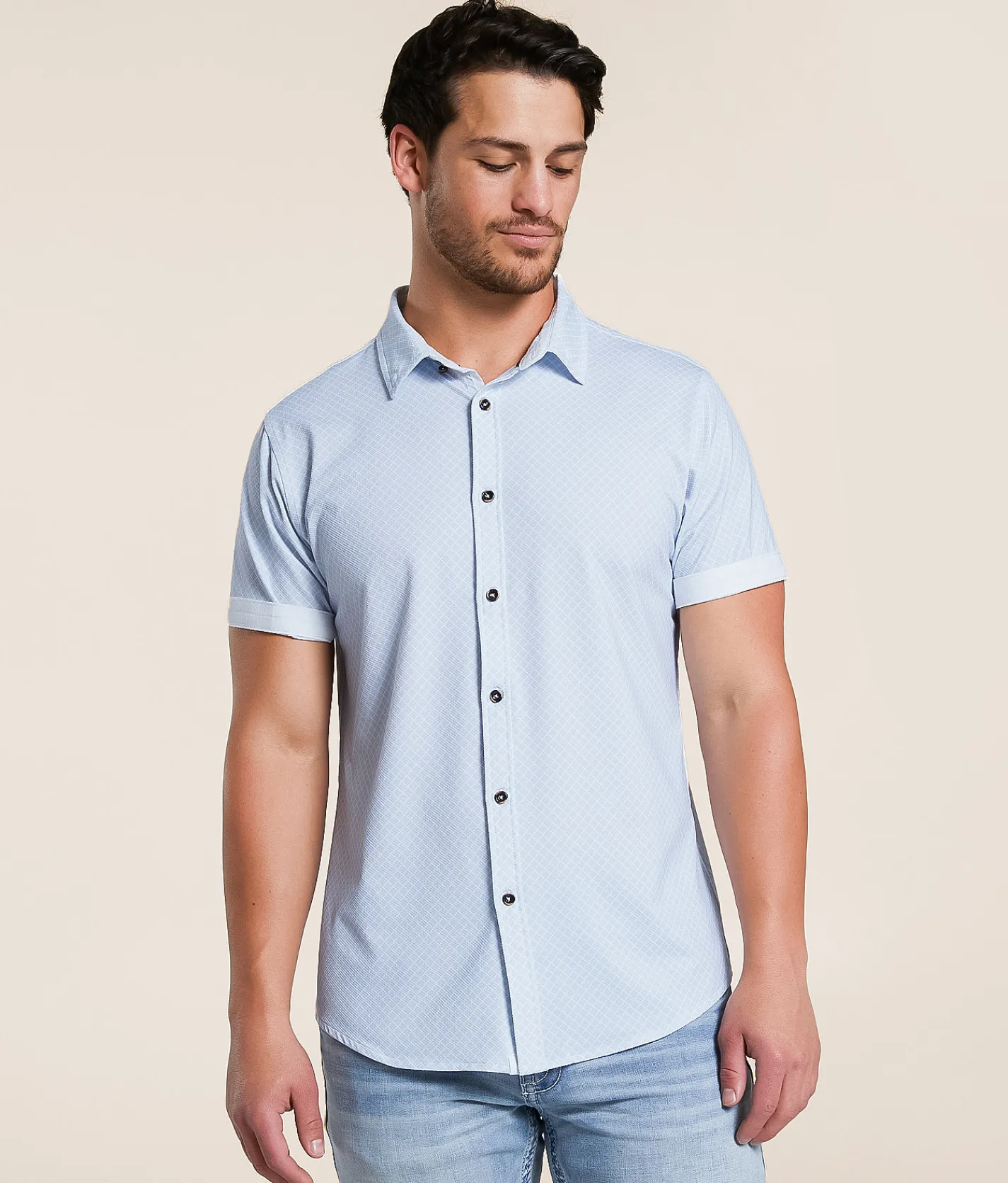J.B. Holt Standard Performance Stretch Shirt White Blue Hot
