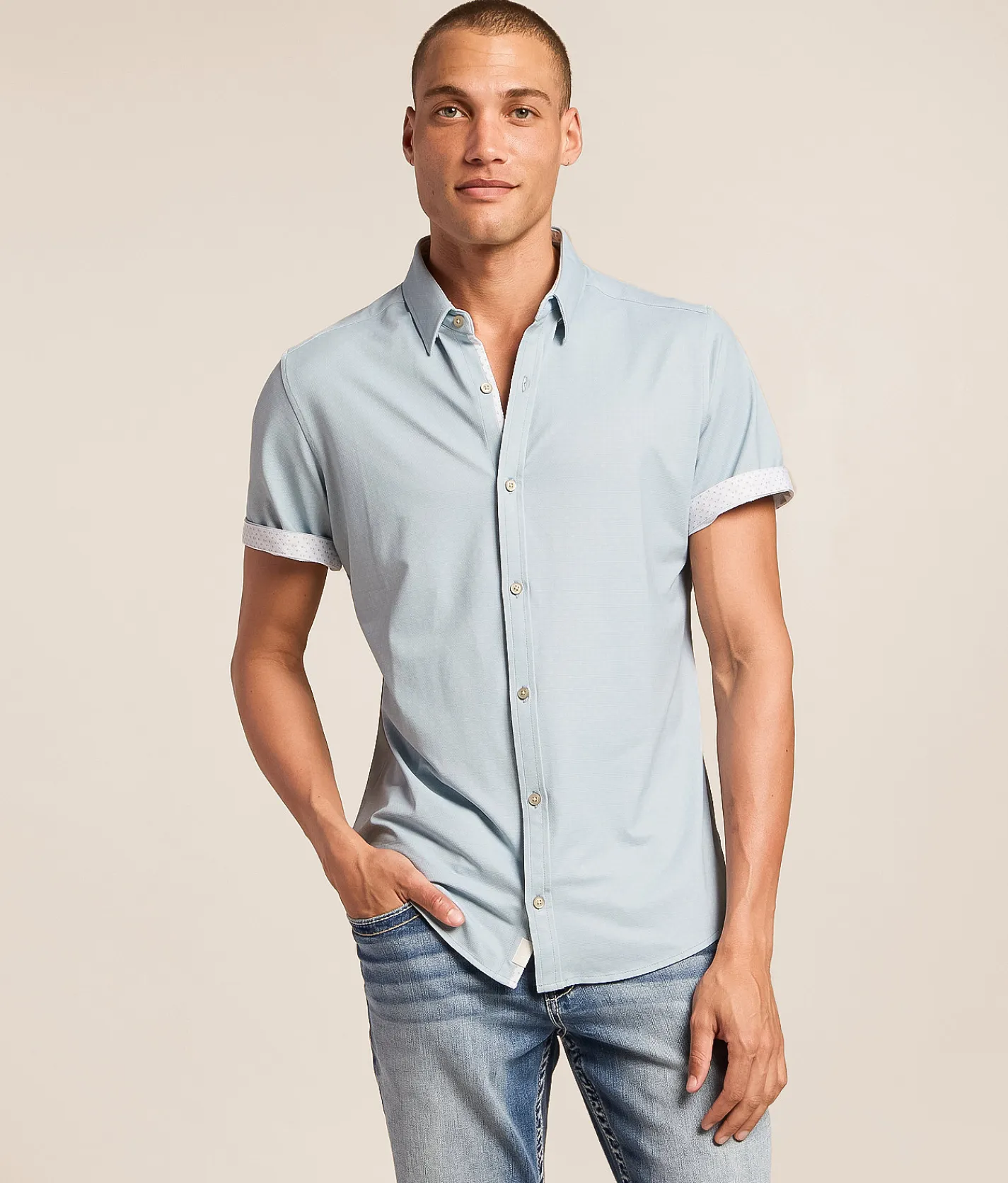 Tops | J.B. Holt Standard Performance Stretch Shirt Blue Grey