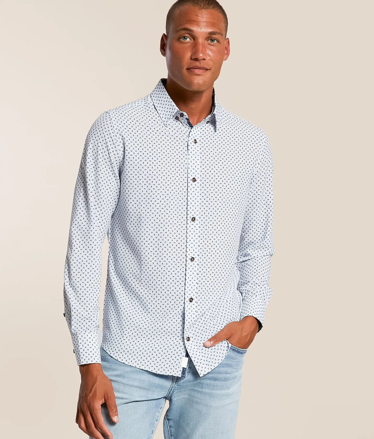 J.B. Holt Standard Performance Stretch Shirt White Blue Discount